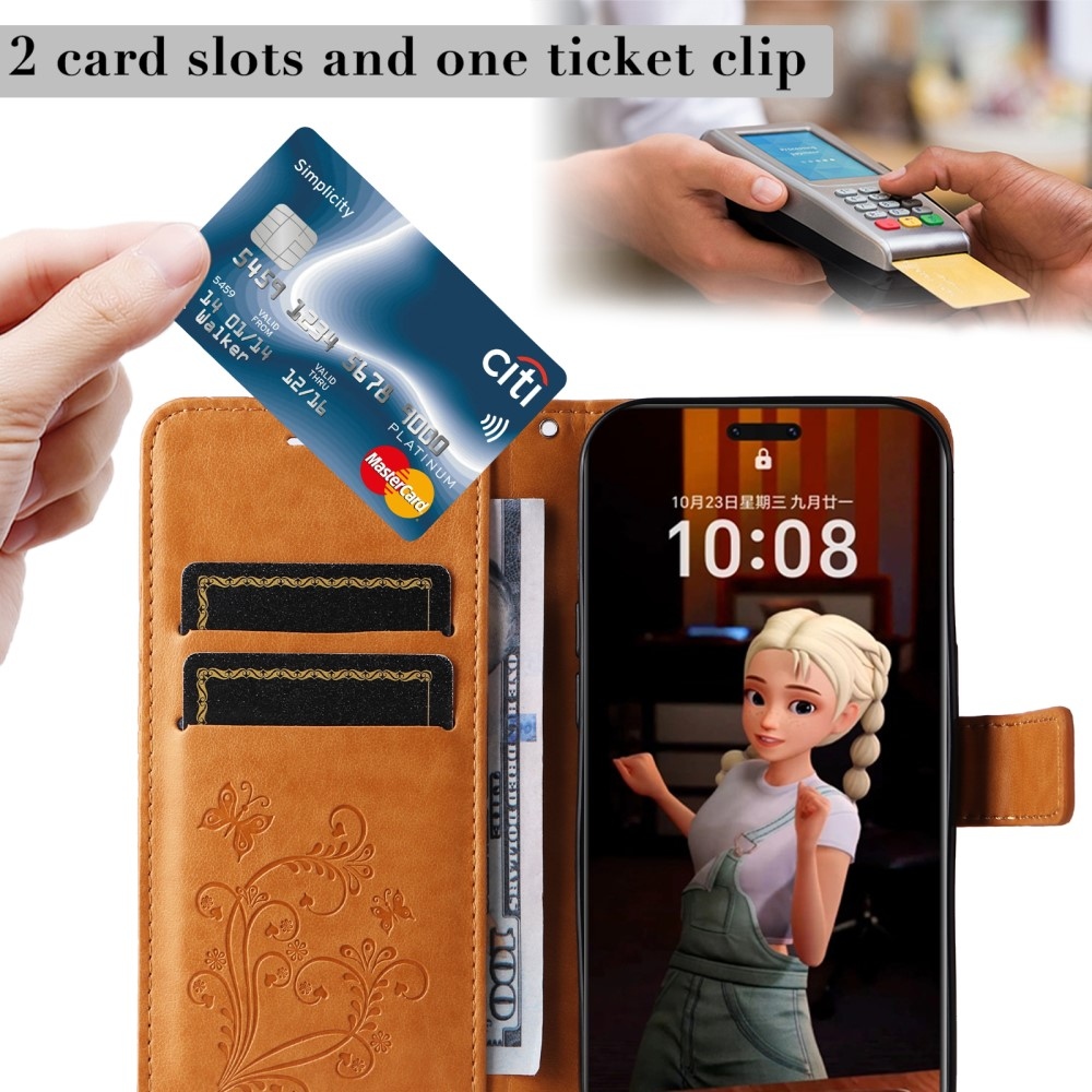 Nagy pillangó könyv tok a Honor Magic 7 Pro 5G számára - sárga