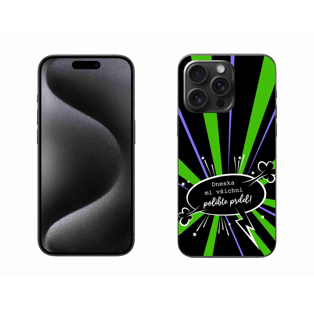 Gél borító mmCase iPhone 15 Pro Max készülékhez - vicces szöveg 15 fekete háttér