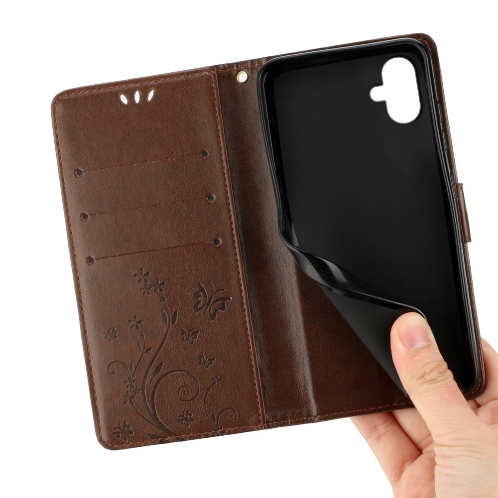 Virágok könyv tok Samsung Galaxy A06 4G - barna színben