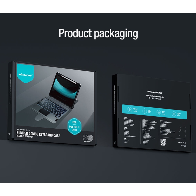 Nillkin Bumper Combo billentyűzet tok (háttérvilágításos verzió) iPad Pro 11 2024 Fekete
