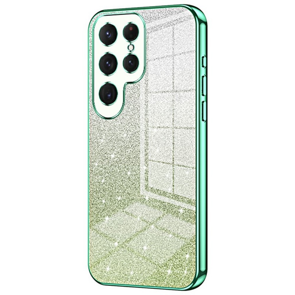 Vágott zselés csillogó tok Samsung Galaxy S25 Ultra - zöld