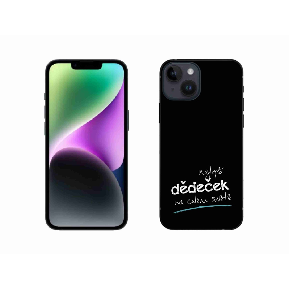 Gél borítás mmCase iPhone 14 készülékhez - legjobb nagypapa 3 fekete háttérrel