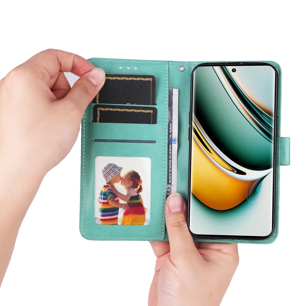 Napraforgó könyvtáska a Realme 11 Pro 5G/11 Pro+ 5G készülékhez - teal színű