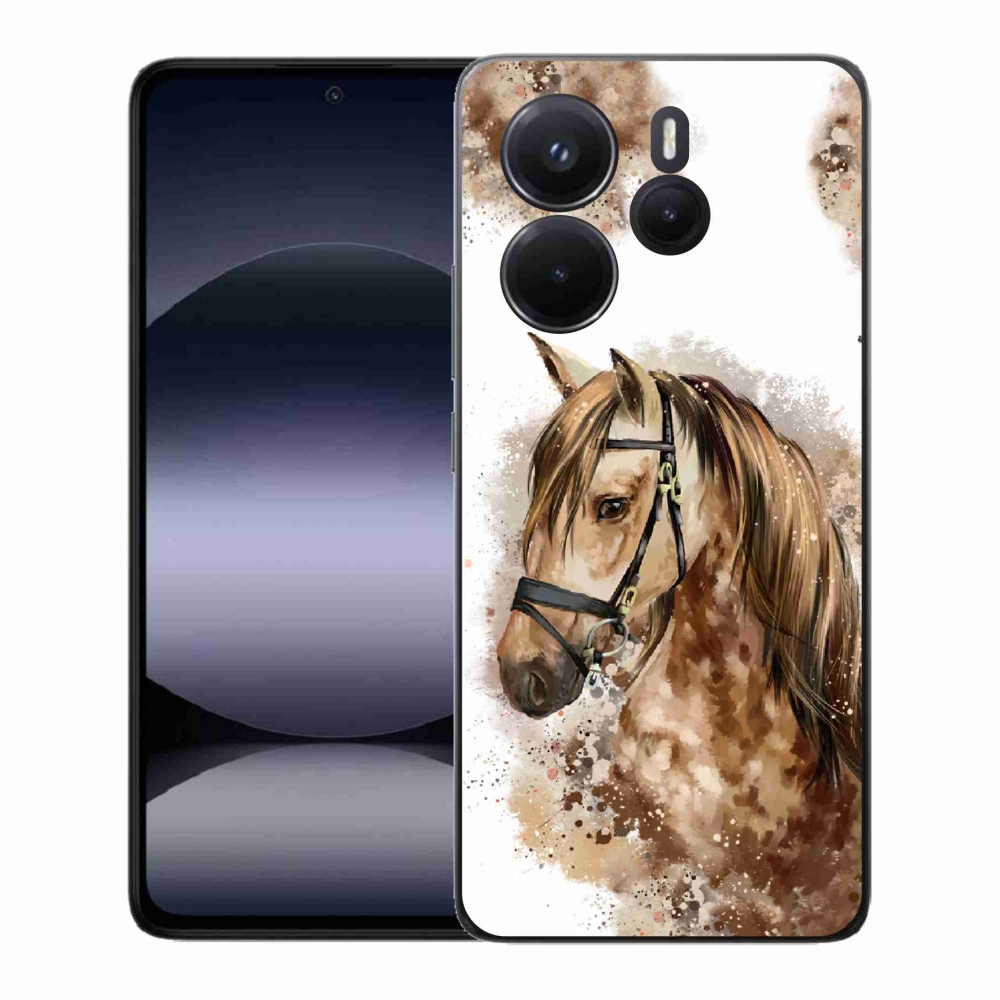 Gél borító mmCase a Xiaomi Redmi Note 14-hez - barna rajzfilm ló