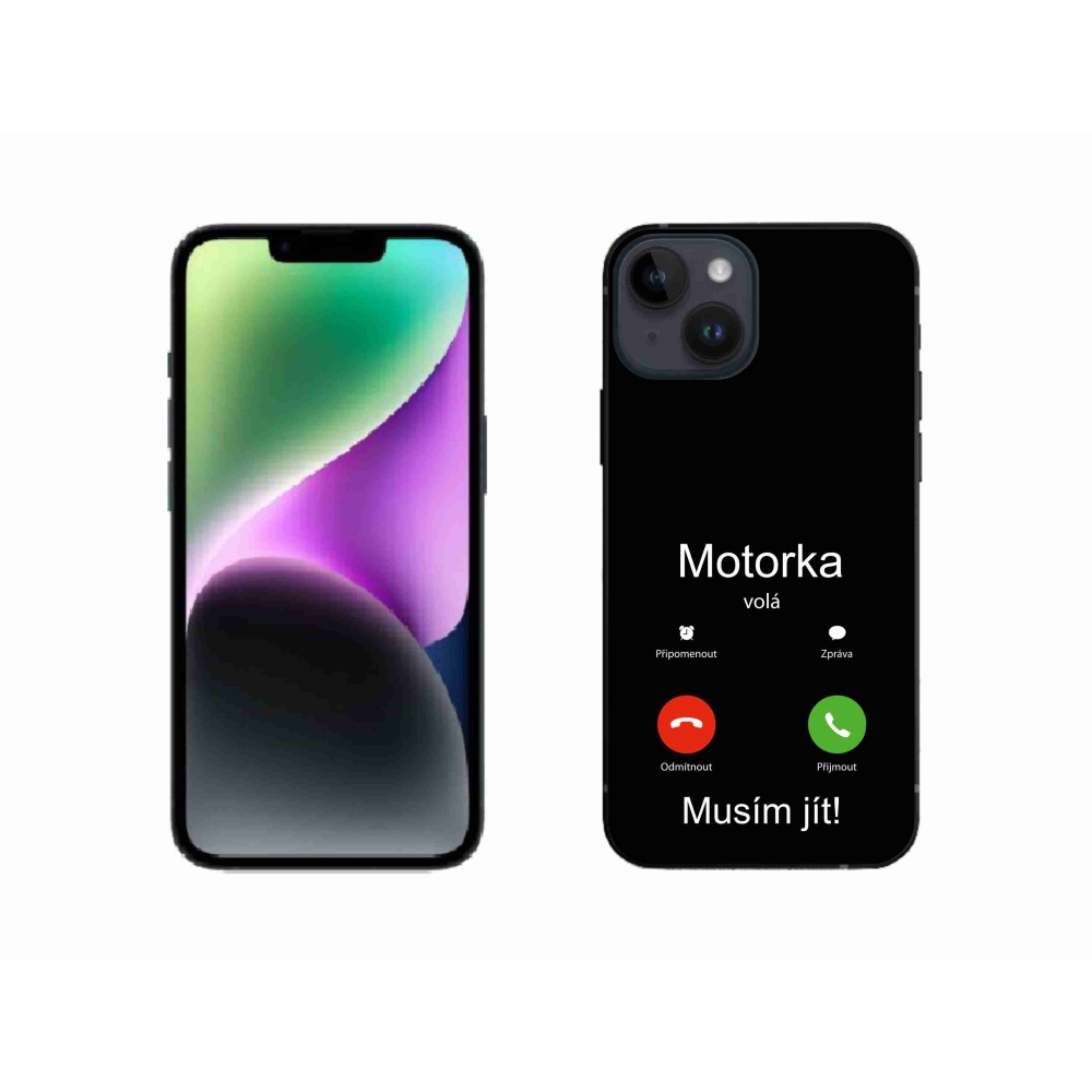 Gél borítás mmCase iPhone 14 készülékhez - motoros hívások fekete háttérrel