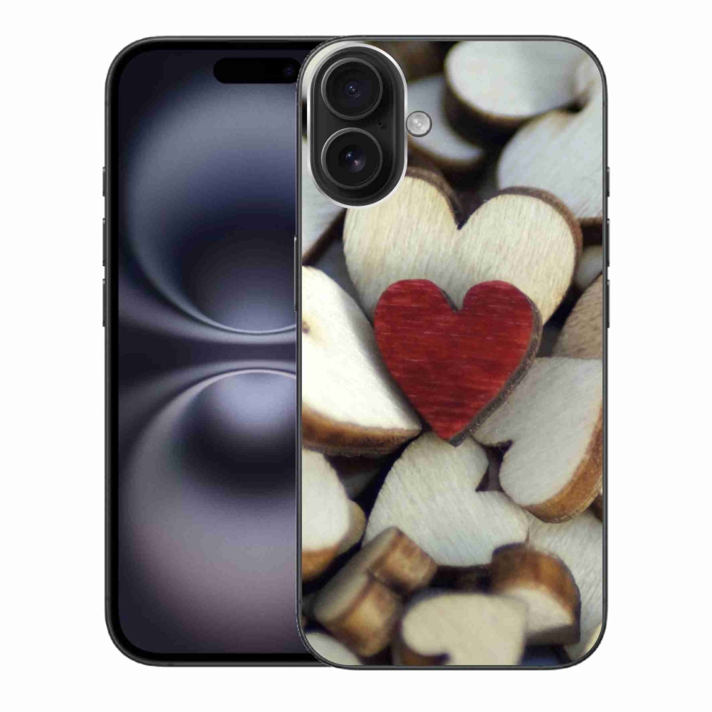 Zselés borítás mmCase iPhone 16 Plus készülékhez - gravírozott piros szív