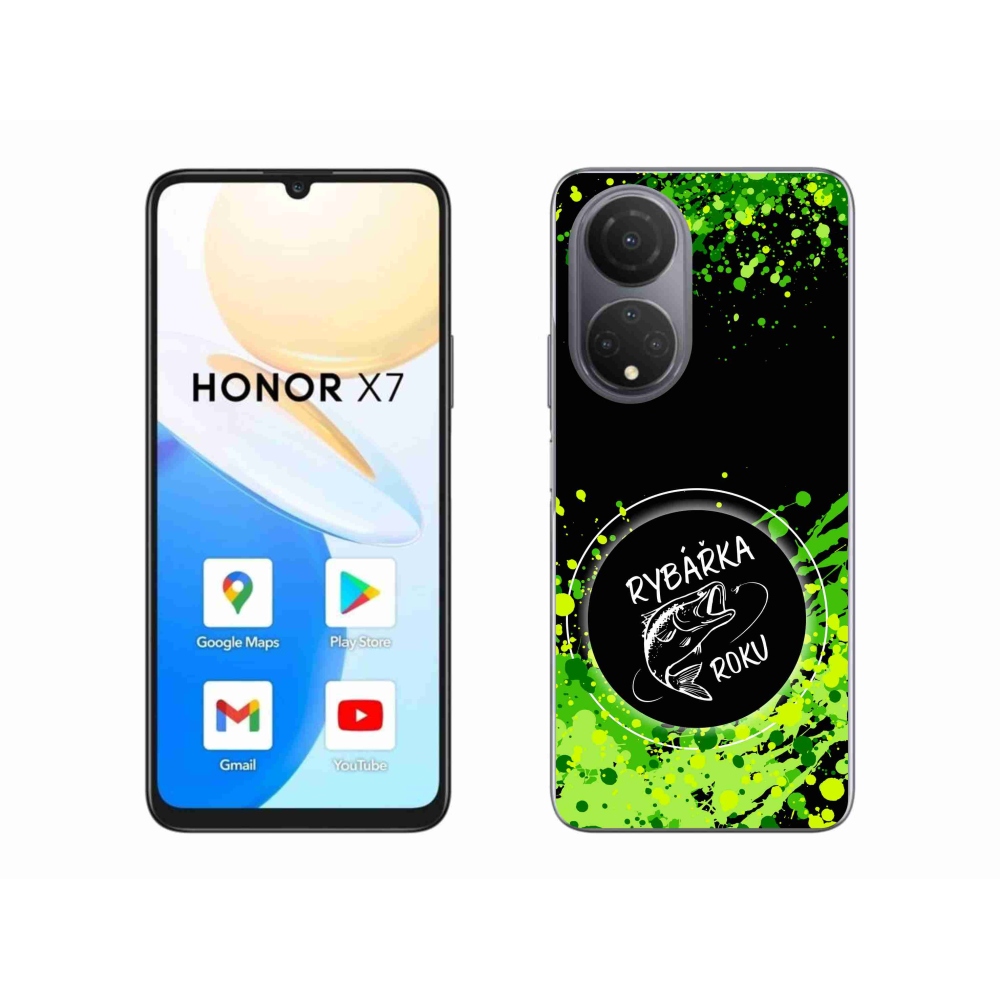 Zselés borító mmCase a Honor X7-hez - az év horgásza fekete háttérrel