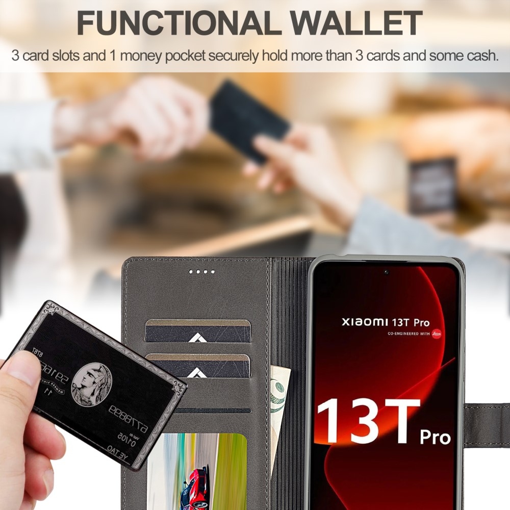 IMEEKE könyvtáska Xiaomi 13T/13T Pro - szürke