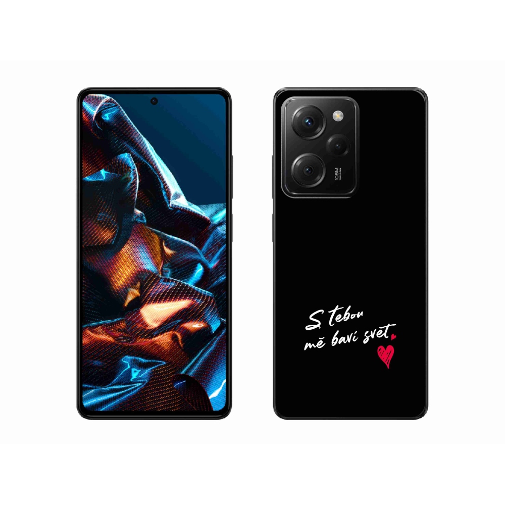 Gél borító mmCase a Xiaomi Poco X5 Pro 5G-hez - szerelmes szöveg 1 fekete háttér