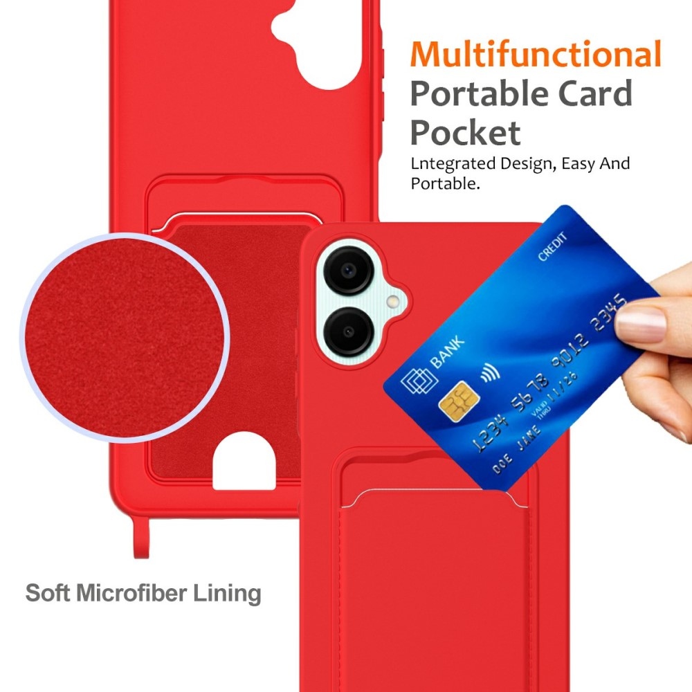 Zsinórral ellátott zselés tok Samsung Galaxy A06 4G kártyához - piros