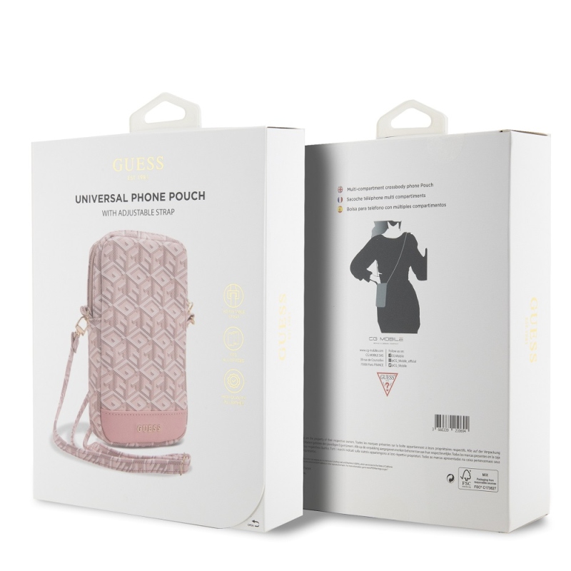 Guess PU G Cube telefonos táska cipzárral rózsaszínű