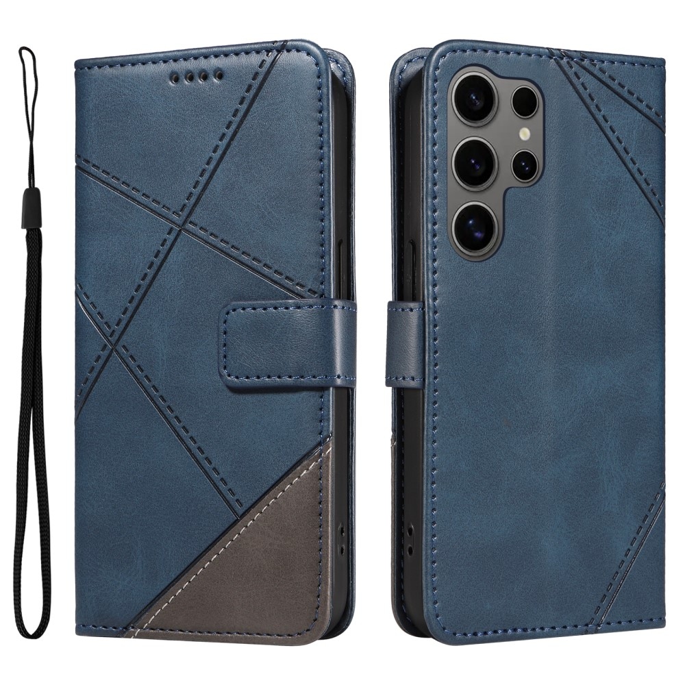 Vonalas könyv tok Samsung Galaxy S25 Ultra - kék