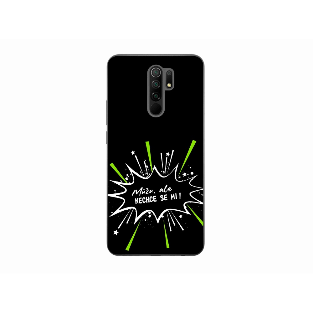 Gél borító mmCase a Xiaomi Redmi 9-hez - vicces szöveg 11 fekete háttérrel