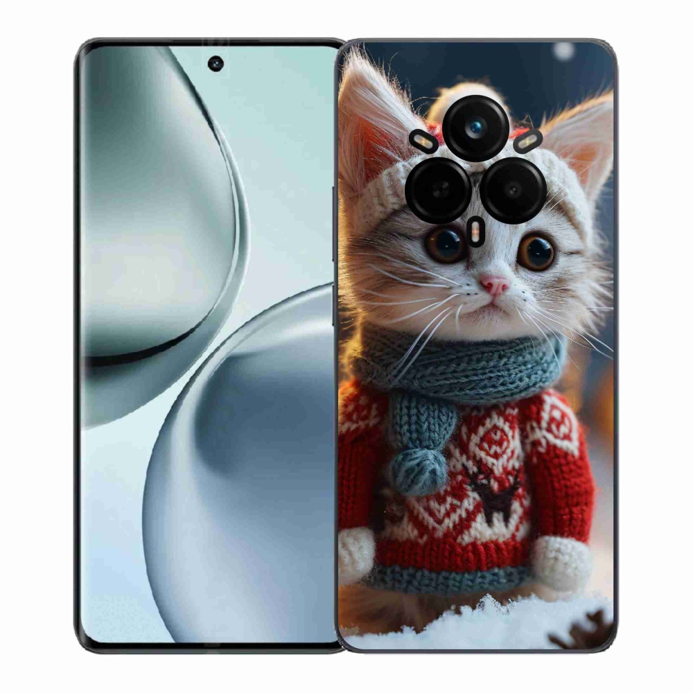 Gél borítás mmCase a Realme 14 Pro 5G számára - cica pulóverben
