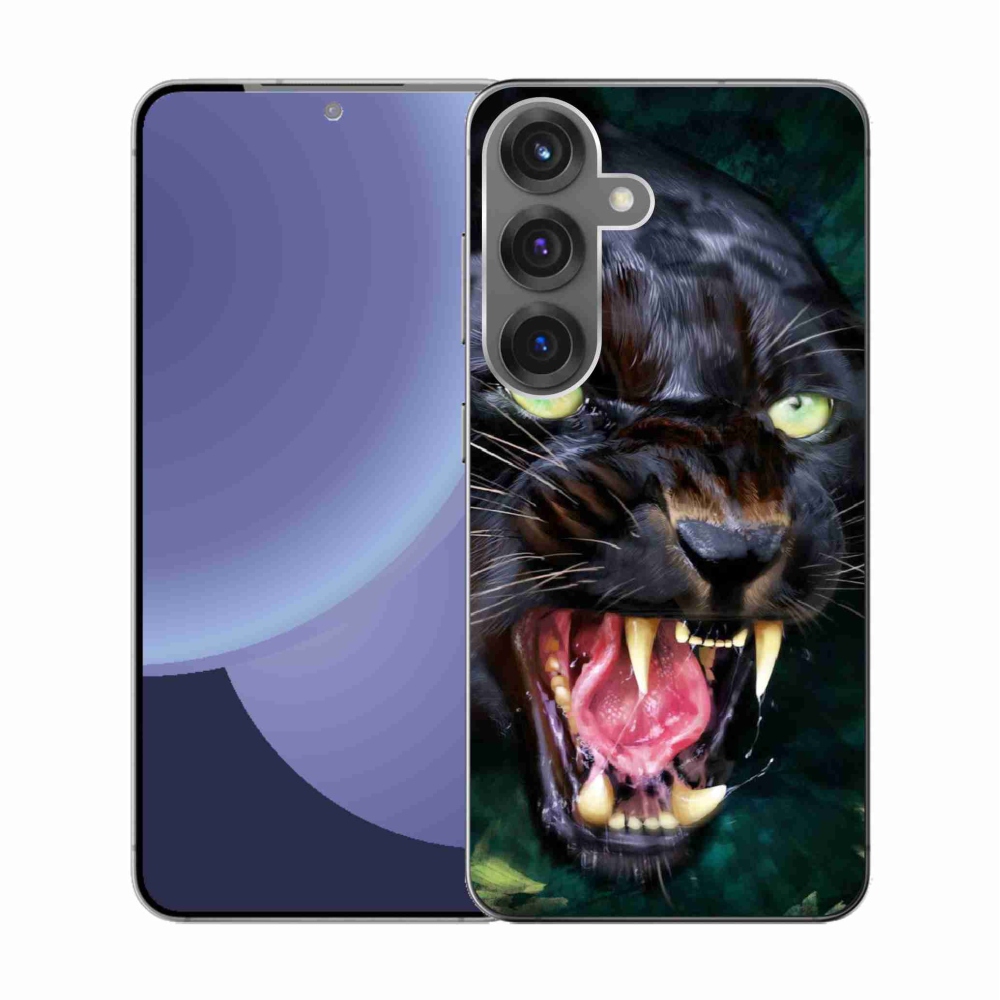 Gél borítás mmCase Samsung Galaxy S25 készülékhez - dühös fekete párduc