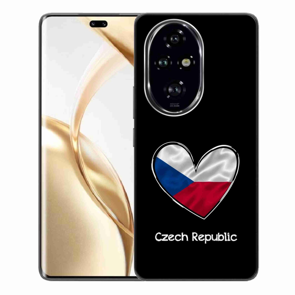 Zselés borító mmCase a Honor 200 Pro 5G számára - zászló szív fekete háttérrel