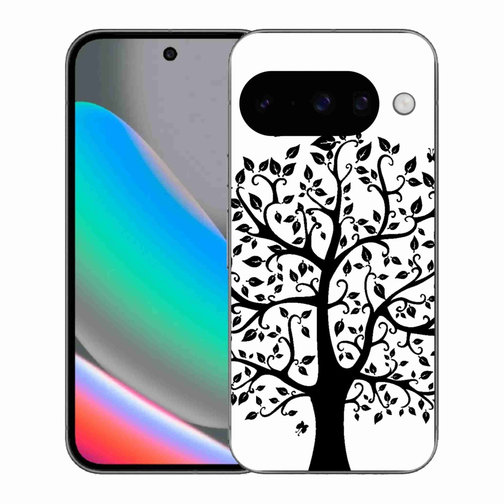 Zselés borítás mmCase a Google Pixel 10 számára - fekete és fehér fa