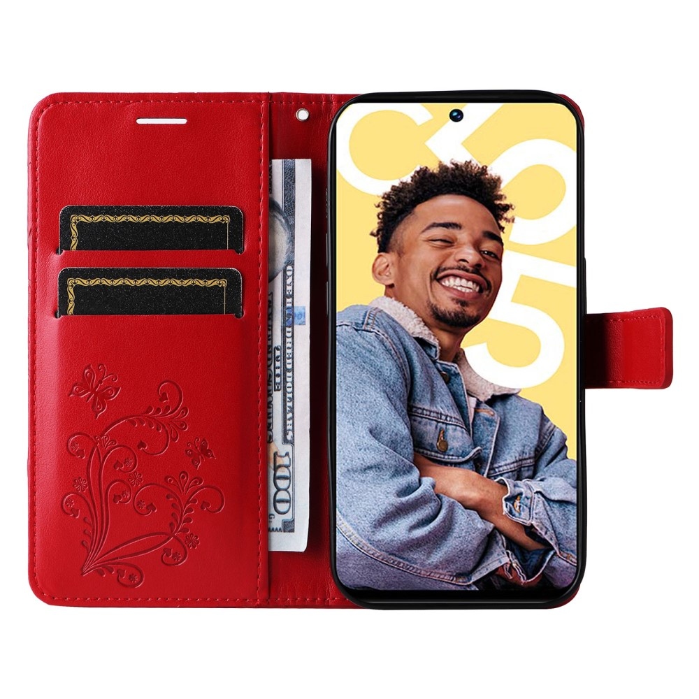 Nagy pillangó könyvtáska a Realme C55 készülékhez - piros