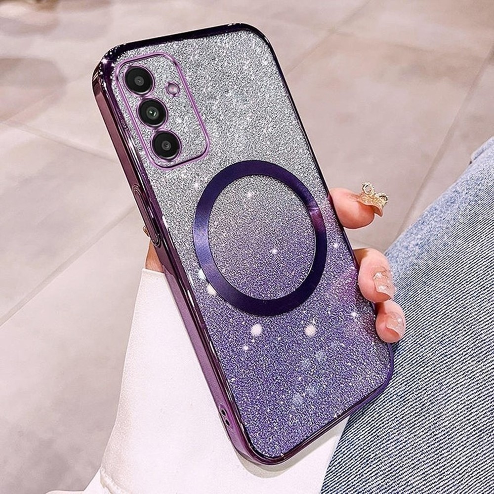 Fokozatos zselés csillogó tok MagSafe támogatással Samsung Galaxy S25 készülékhez - lila