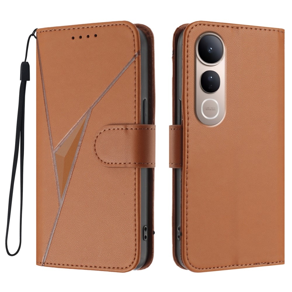 Háromszögek könyv tok a Vivo V50 Lite 4G/5G-hez - barna