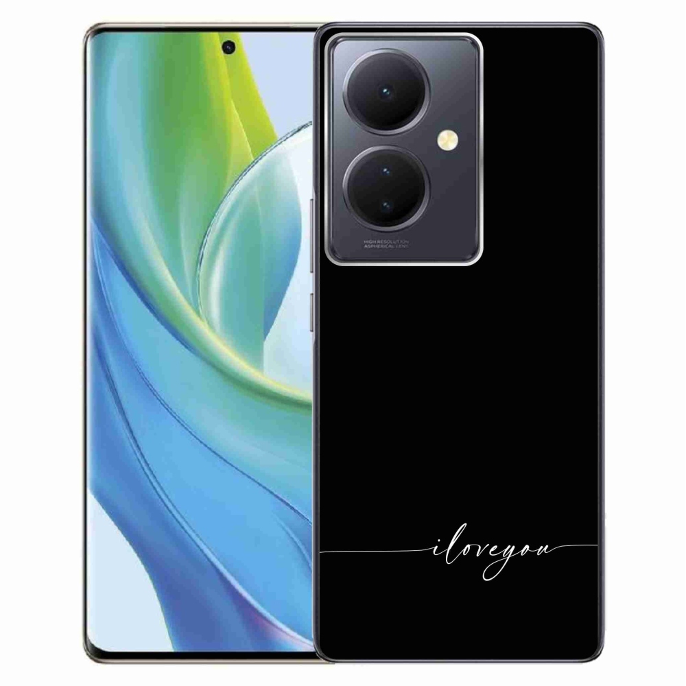 Gél borító mmCase a Vivo V29 Lite 5G-hez - Szeretlek fekete háttérrel