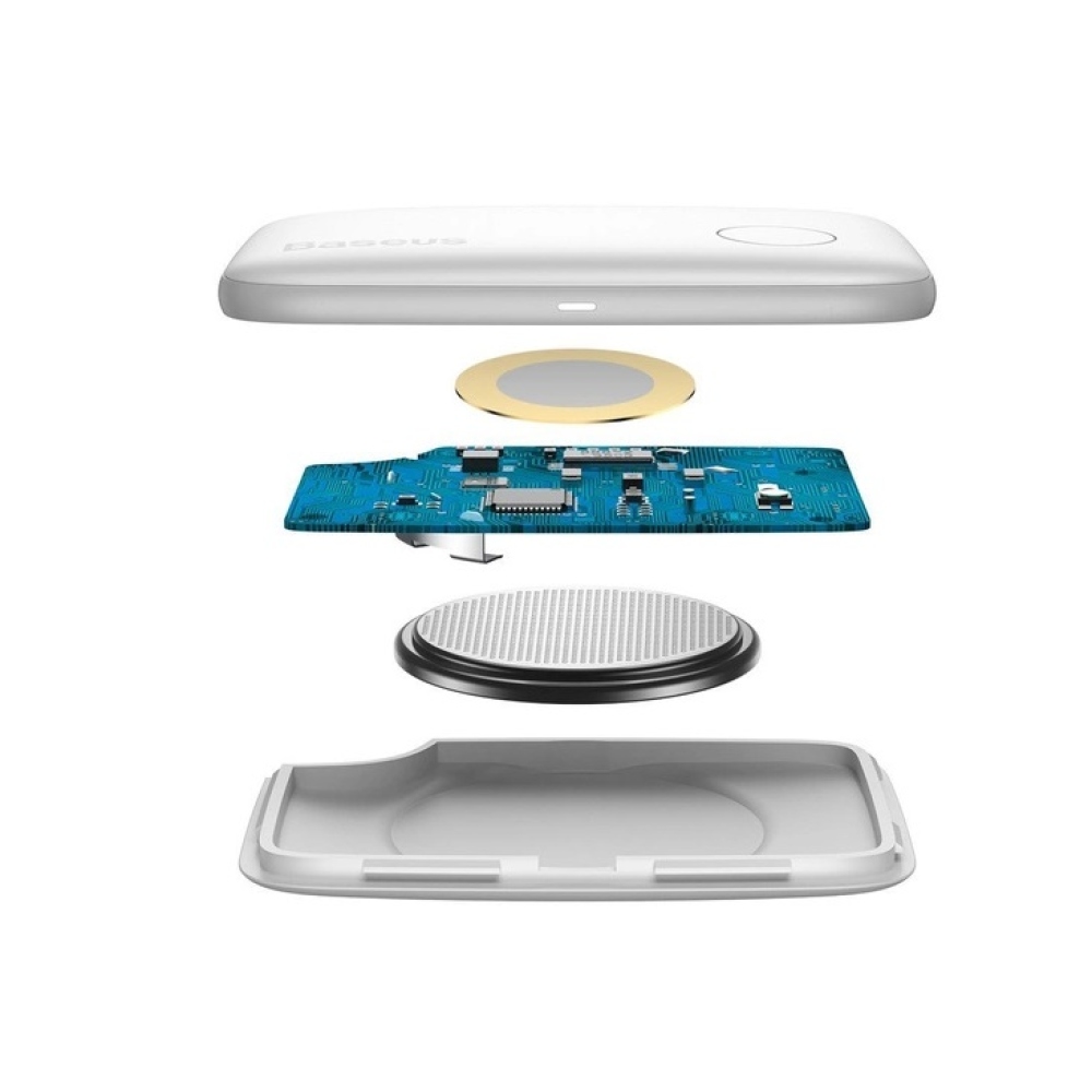 Baseus T2 vezeték nélküli GPS helymeghatározó kulcsokhoz és egyéb tárgyakhoz - fehér színben