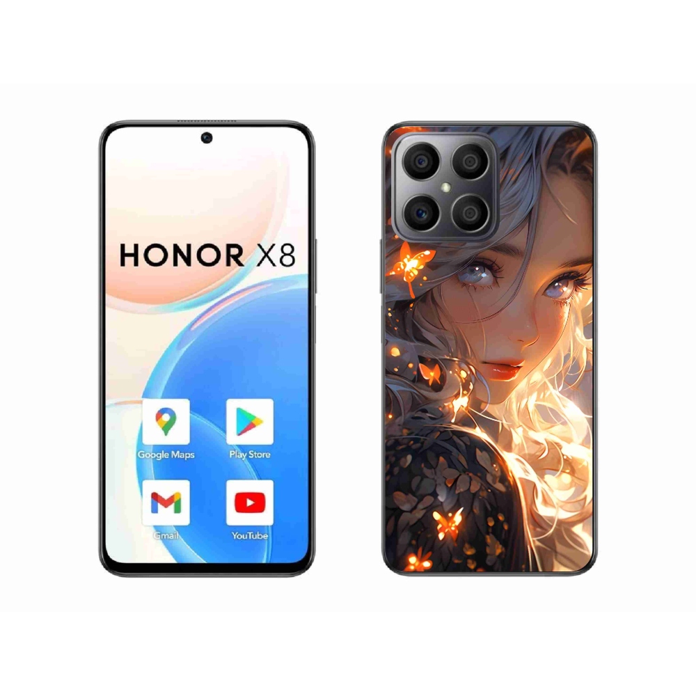 Gél borító mmCase a Honor X8-hoz - lány és pillangók
