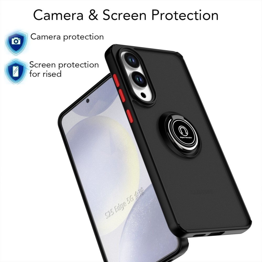 Selymes, tartós borítás Samsung Galaxy S25 Edge készülékhez - fekete/piros