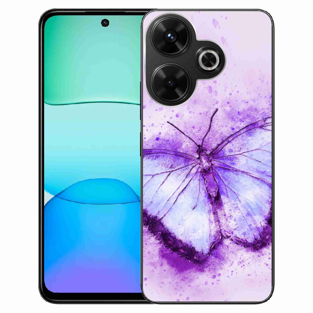 Gél borítás mmCase a Xiaomi Redmi 13 4G/Poco M6 4G számára - lila pillangó