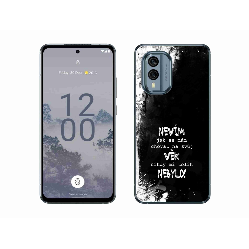 Zselés borító mmCase a Nokia X30 5G készülékhez - vicces szöveg 14 fekete háttér