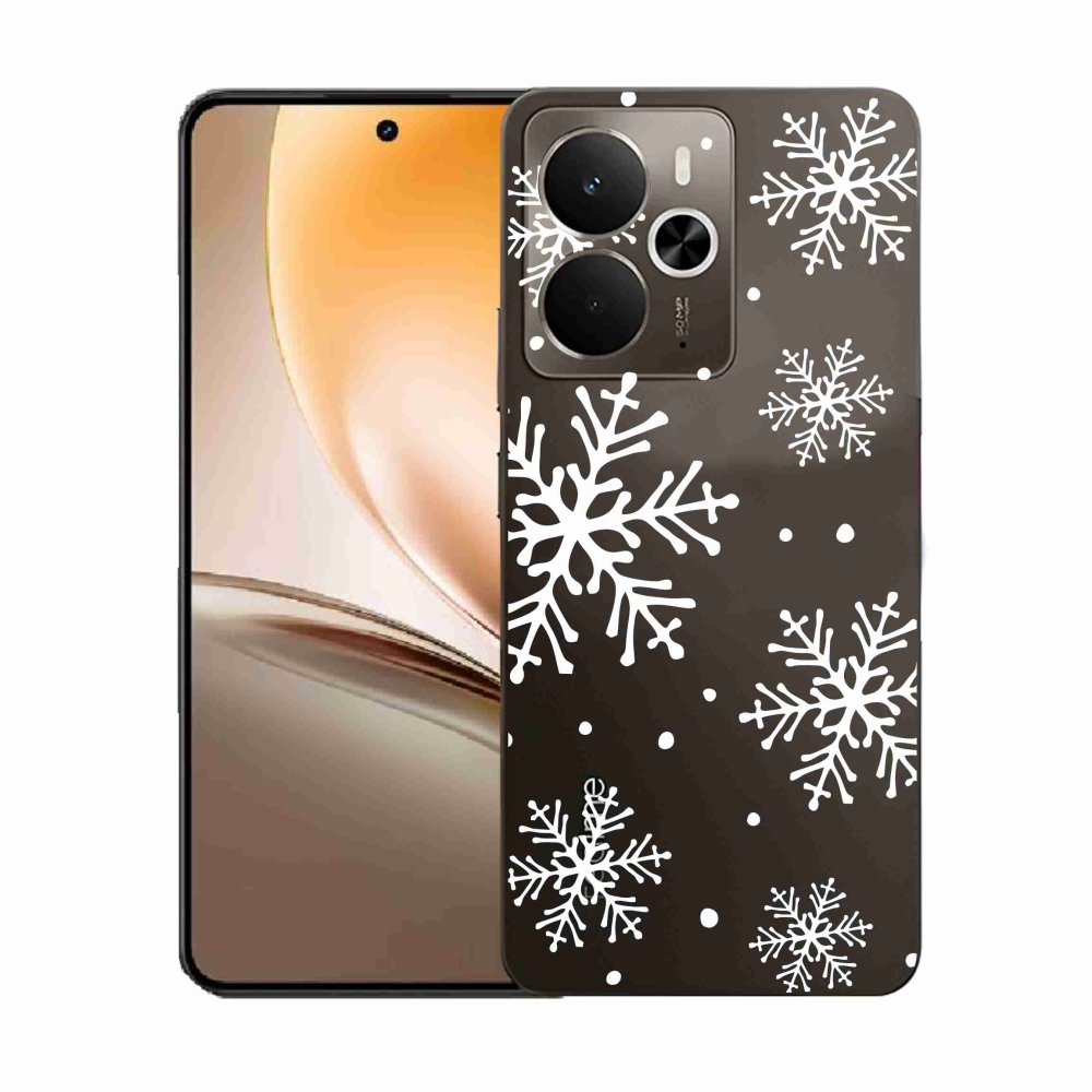 Gél borítás mmCase a Realme 14 5G/14T 5G készülékhez - fehér pelyhek átlátszó háttéren