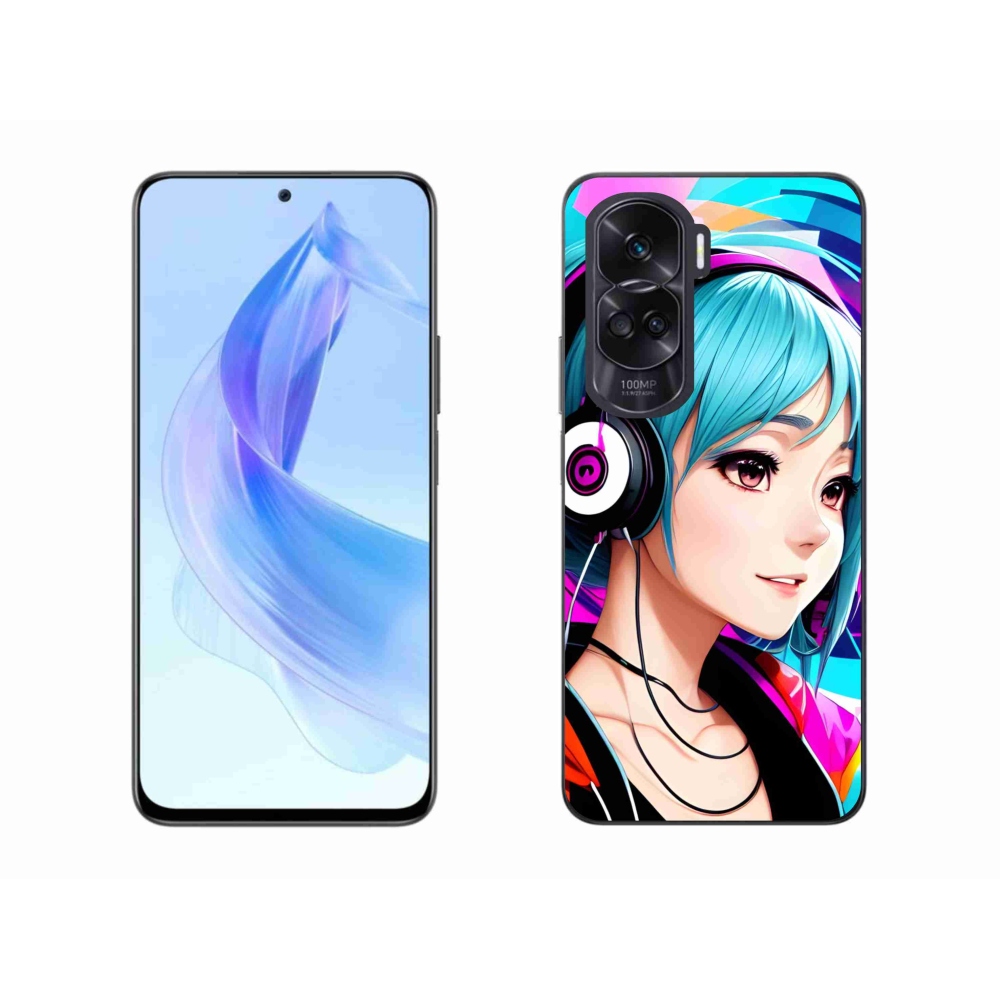Gél borító mmCase a Honor 90 Lite-hoz - lány fejhallgatóval