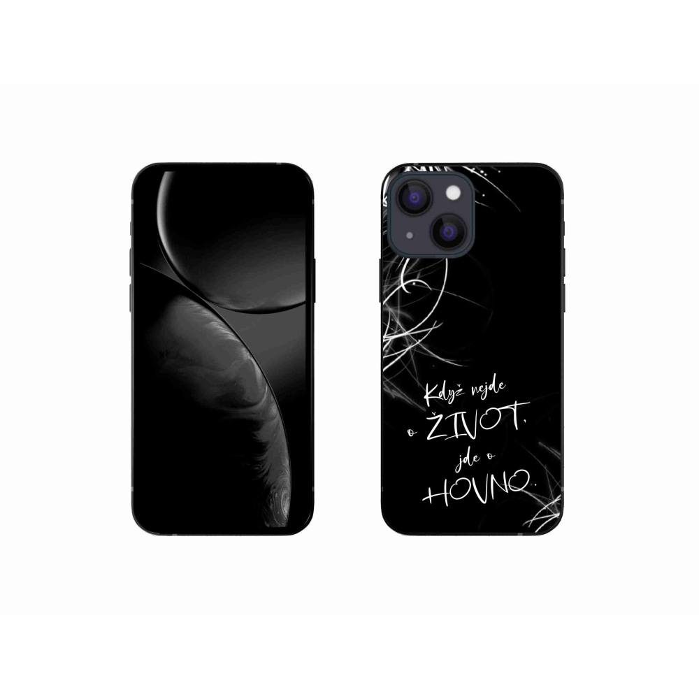 Gél borítás mmCase iPhone 13 mini 5.4 készülékhez - vicces szöveg 16 fekete háttér