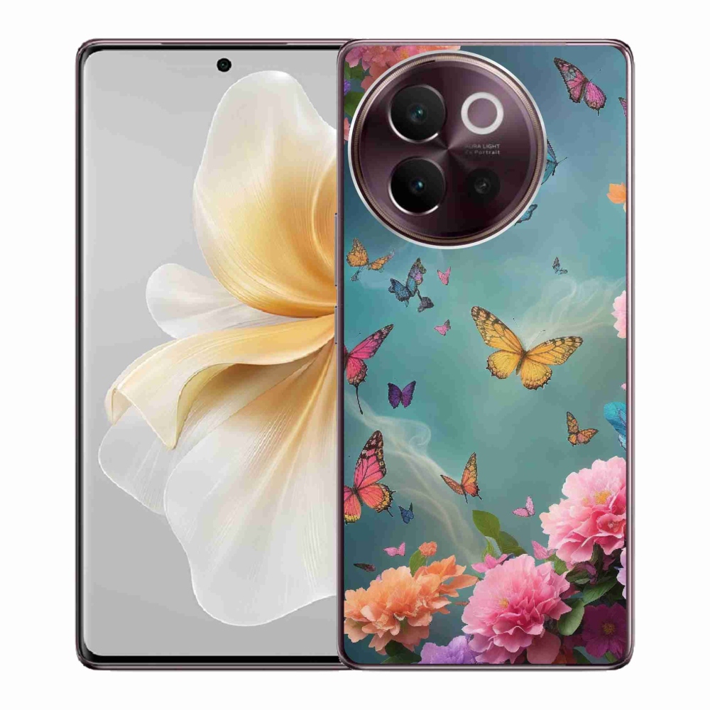 Gél borító mmCase a Vivo V40 Lite 5G-n - színes virágok és pillangók
