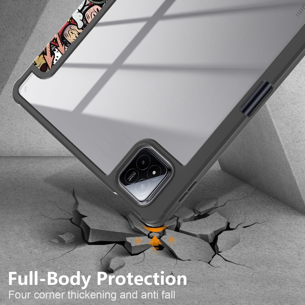 Mintás intelligens pozicionáló tok átlátszó hátlappal Xiaomi Pad 7/7 Pro tablethez - graffiti