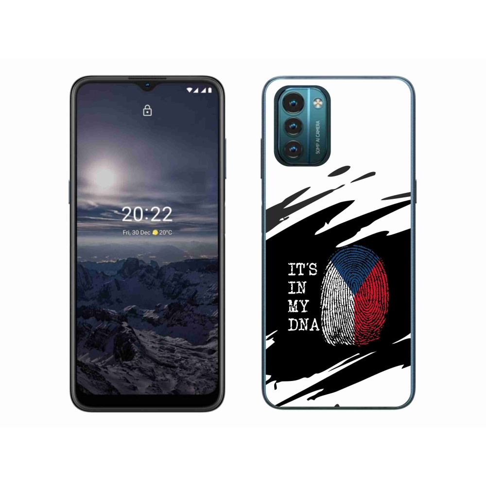 Zselés borítás mmCase a Nokia G11/G21 készülékhez - zászlós ujjlenyomat fekete és fehér háttérrel