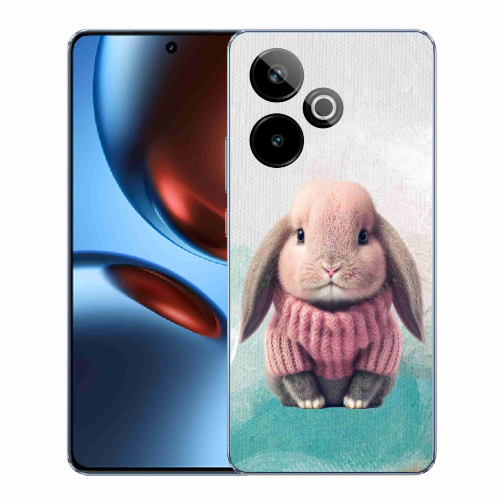 Rugalmas zselés tok mmCase képpel a Realme GT 7 5G/GT 7T 5G számára - nyuszi pulóverben