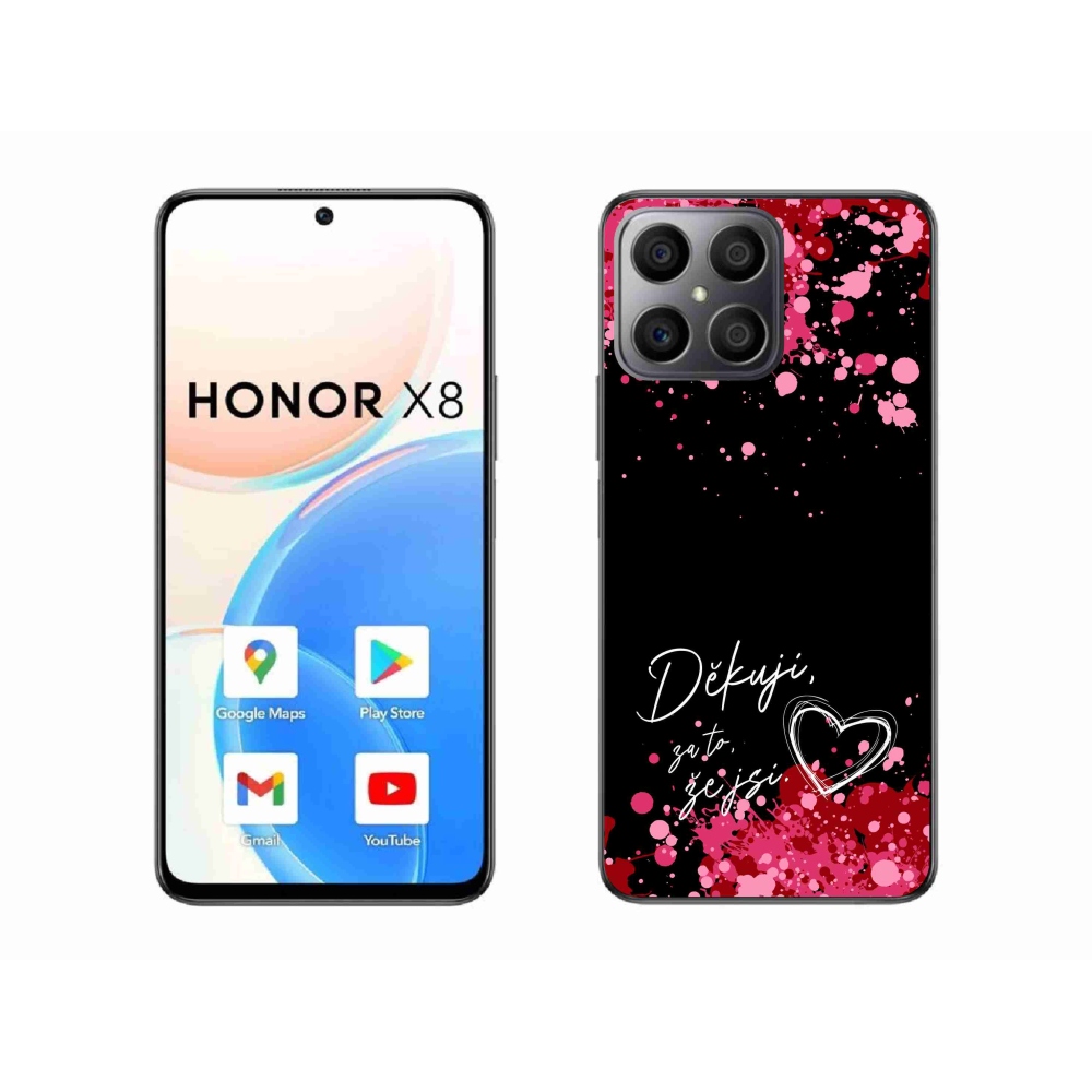Gél borító mmCase a Honor X8 4G készülékhez - text in love 2 fekete háttérrel