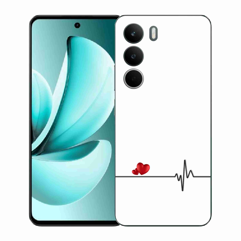 Gél borító mmCase a Realme C71 készülékhez - szív és szívverés fehér háttérrel