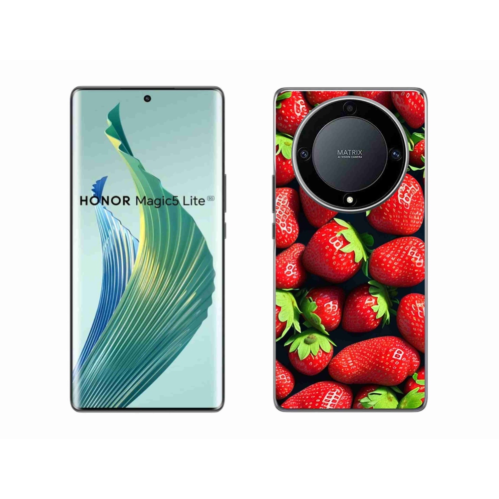Zselés borítás mmCase a Honor Magic 5 Lite 5G számára - eper