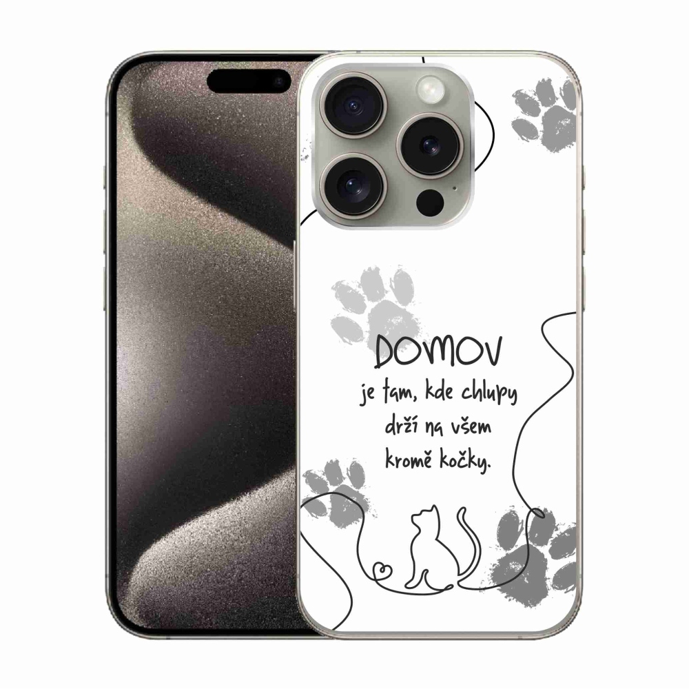 Gél borítás mmCase iPhone 15 Pro készülékhez - macska motívum fehér háttérrel