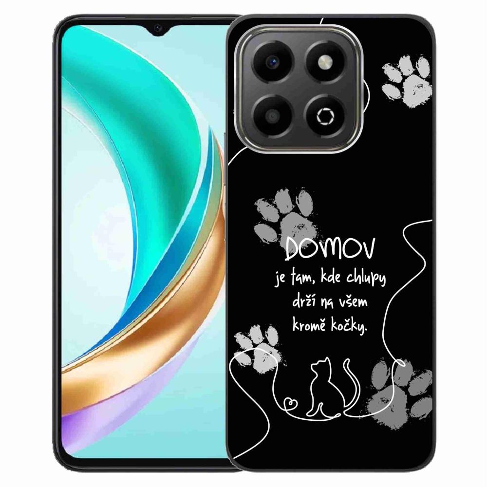 Gél borító mmCase a Honor X6b készülékhez - macska motívum fekete háttérrel