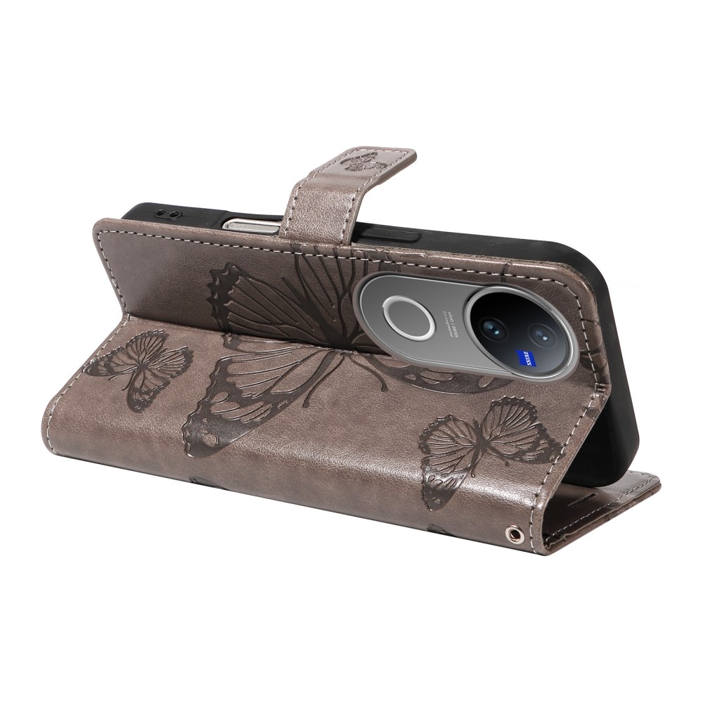 Nagy pillangó könyv tok a Vivo V50 5G-hez - szürke