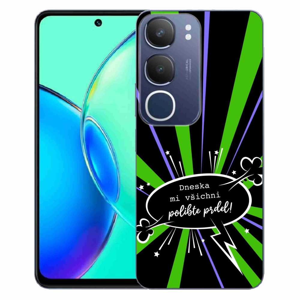 Gél borító mmCase a Vivo Y19s készülékhez - vicces szöveg 15 fekete háttérrel