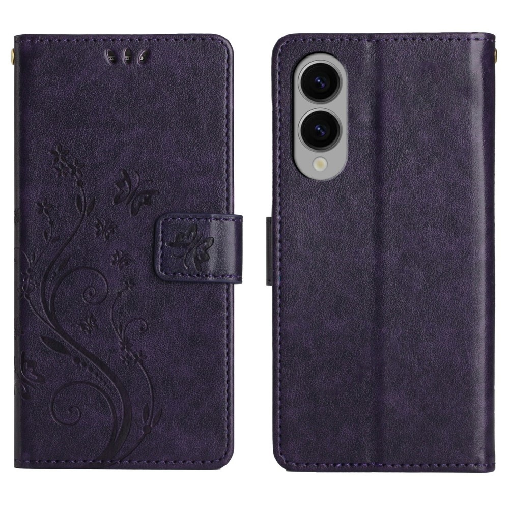 Virágok könyv tok Samsung Galaxy S25 Edge készülékhez - sötét lila