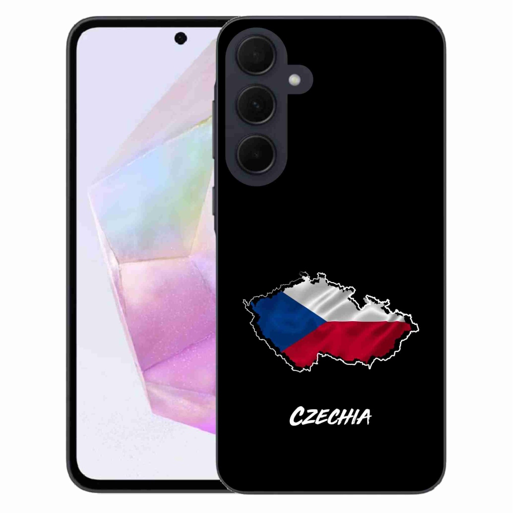 Gél védőhuzat mmCase Samsung Galaxy A35 5G - Csehország fekete háttérrel