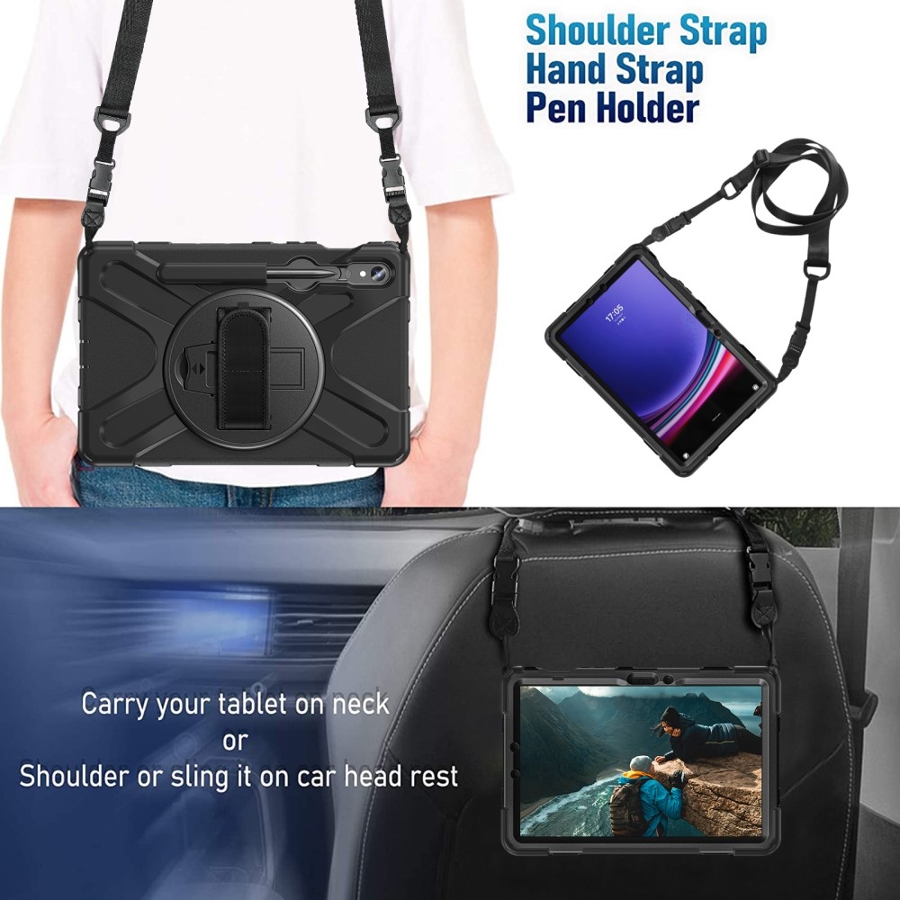 Rúgásálló borítás kézi fogantyúval Samsung Galaxy Tab S9/Tab S10 készülékhez - fekete