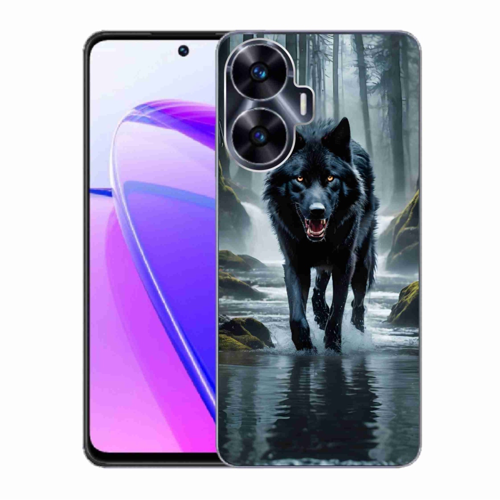 Gél borítás mmCase a Realme C55 készülékhez - fekete farkas