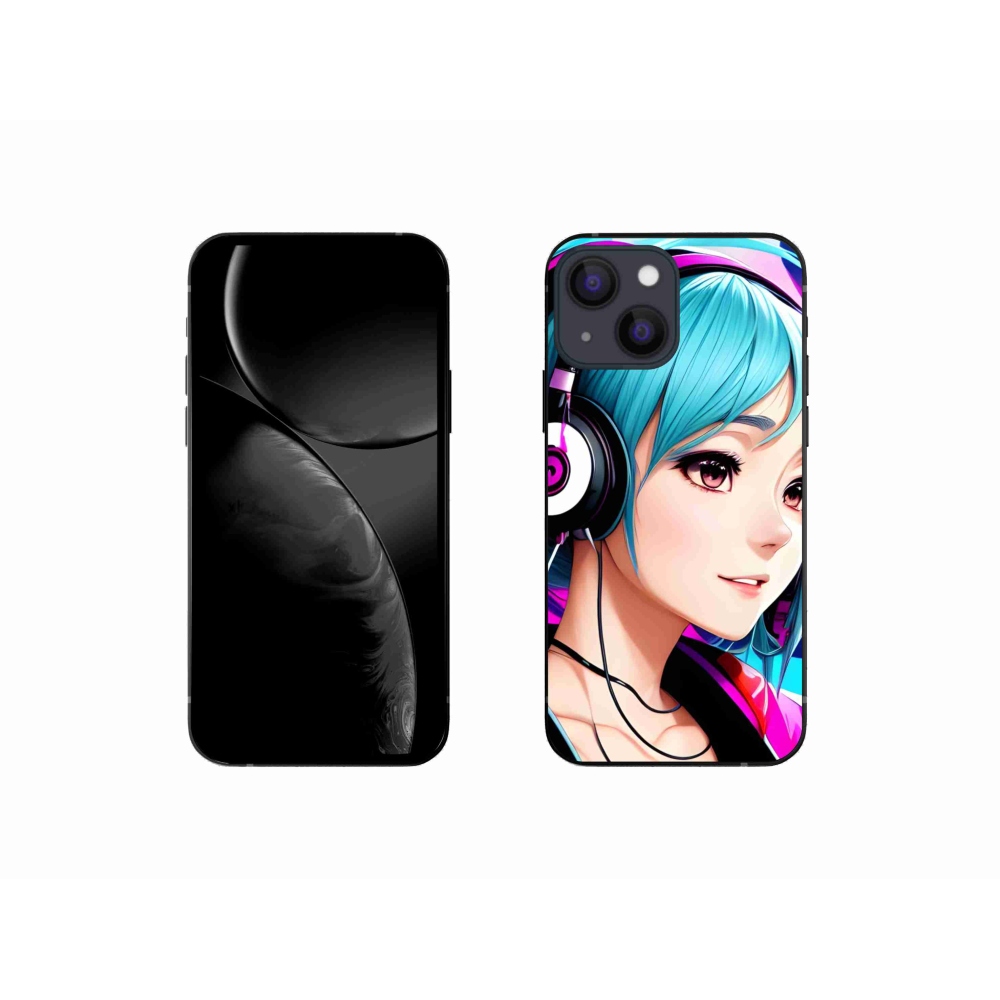 Zselés borítás mmCase iPhone 13 mini készülékhez - lány fejhallgatóval