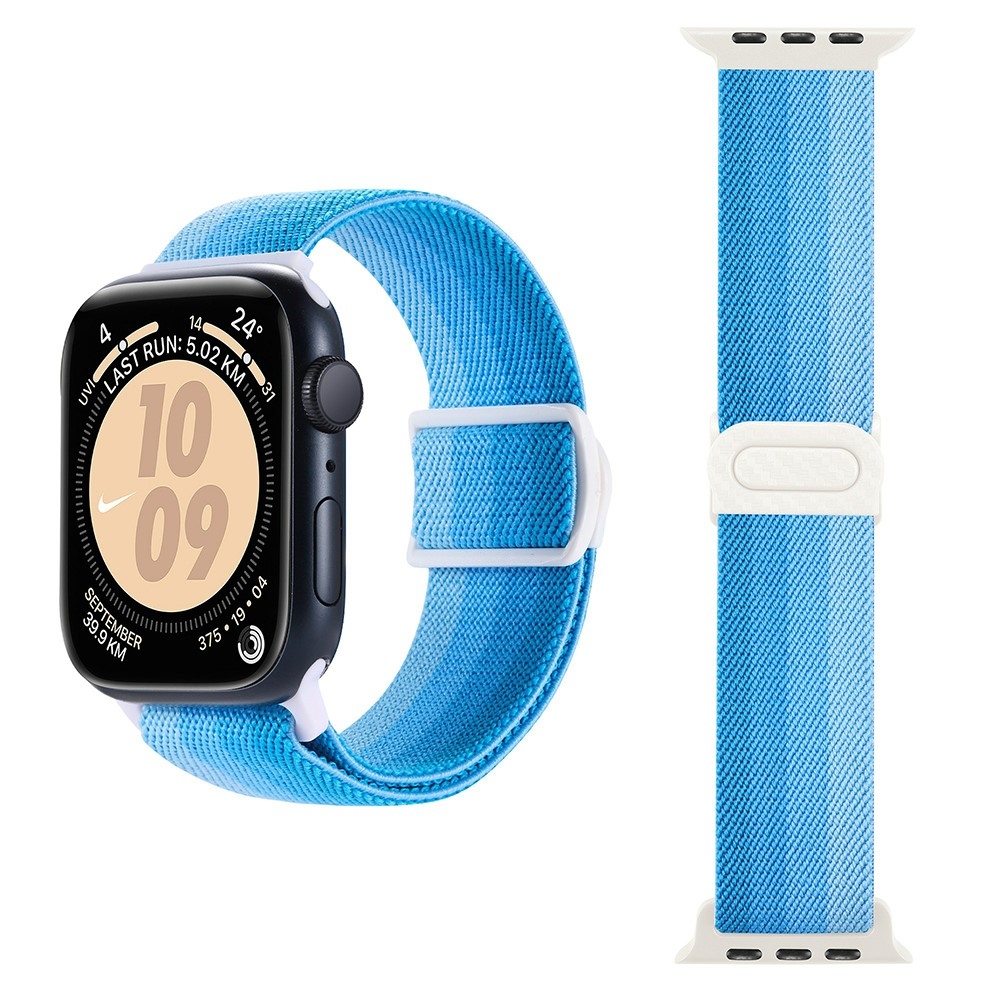 Fokozatos nejlon szíj az Apple Watch Ultra/Ultra 2 49mm/SE/SE 2022/2023 44mm/9/8/7 45mm/6/5/4 44mm/3/2/1 42 mm-es Apple Watch Ultra/Ultra 2 órához - kék csíkok